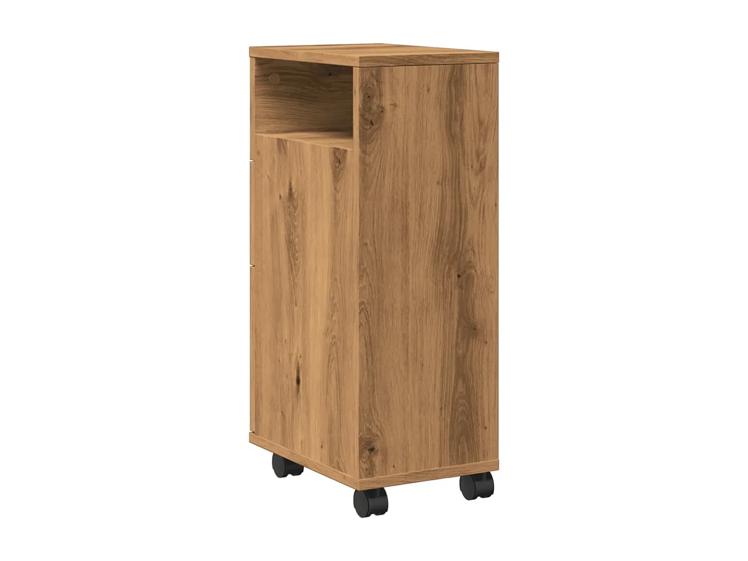 Schmale Badezimmermöbel auf Rollen aus handgefertigter Eiche