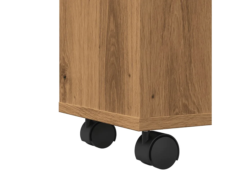 Schmale Badezimmermöbel auf Rollen aus handgefertigter Eiche