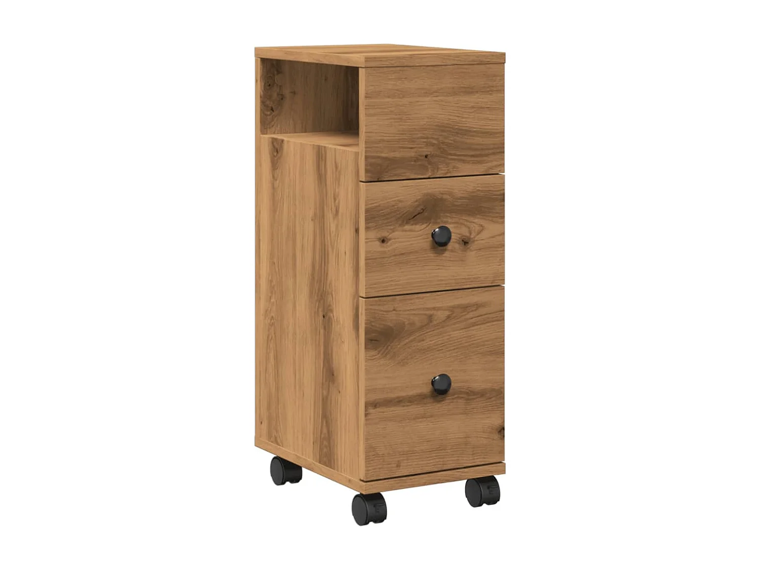 Meuble étroit de salle de bain à roulettes chêne artisanal