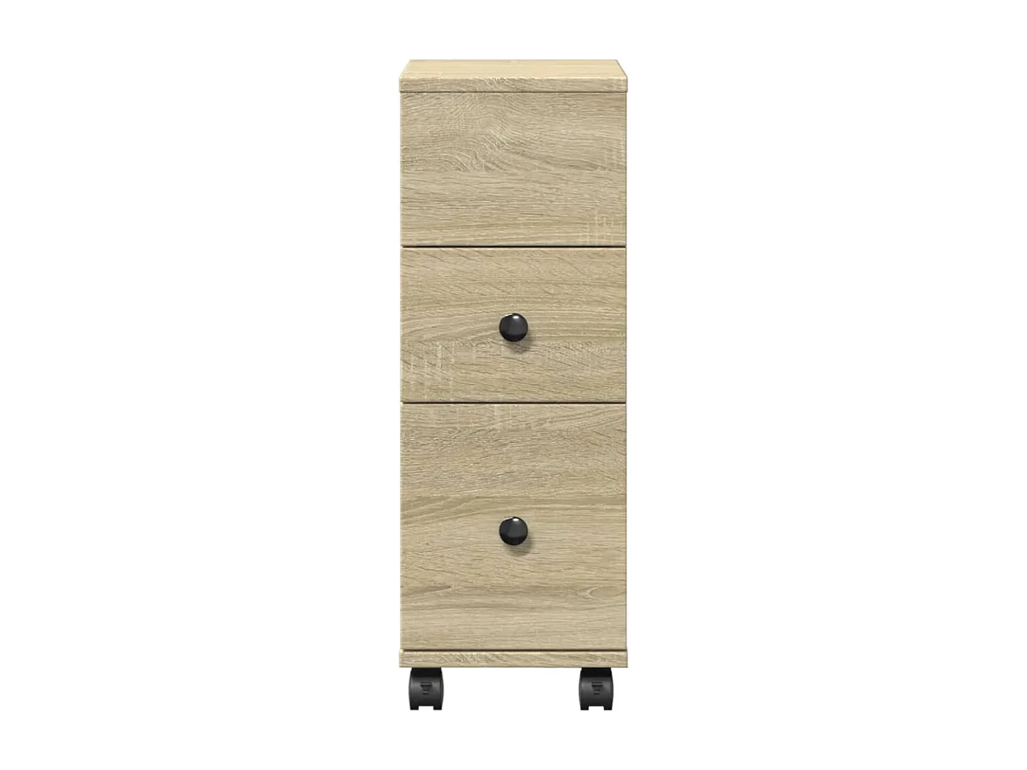 Meuble étroit de salle de bain à roulettes chêne sonoma