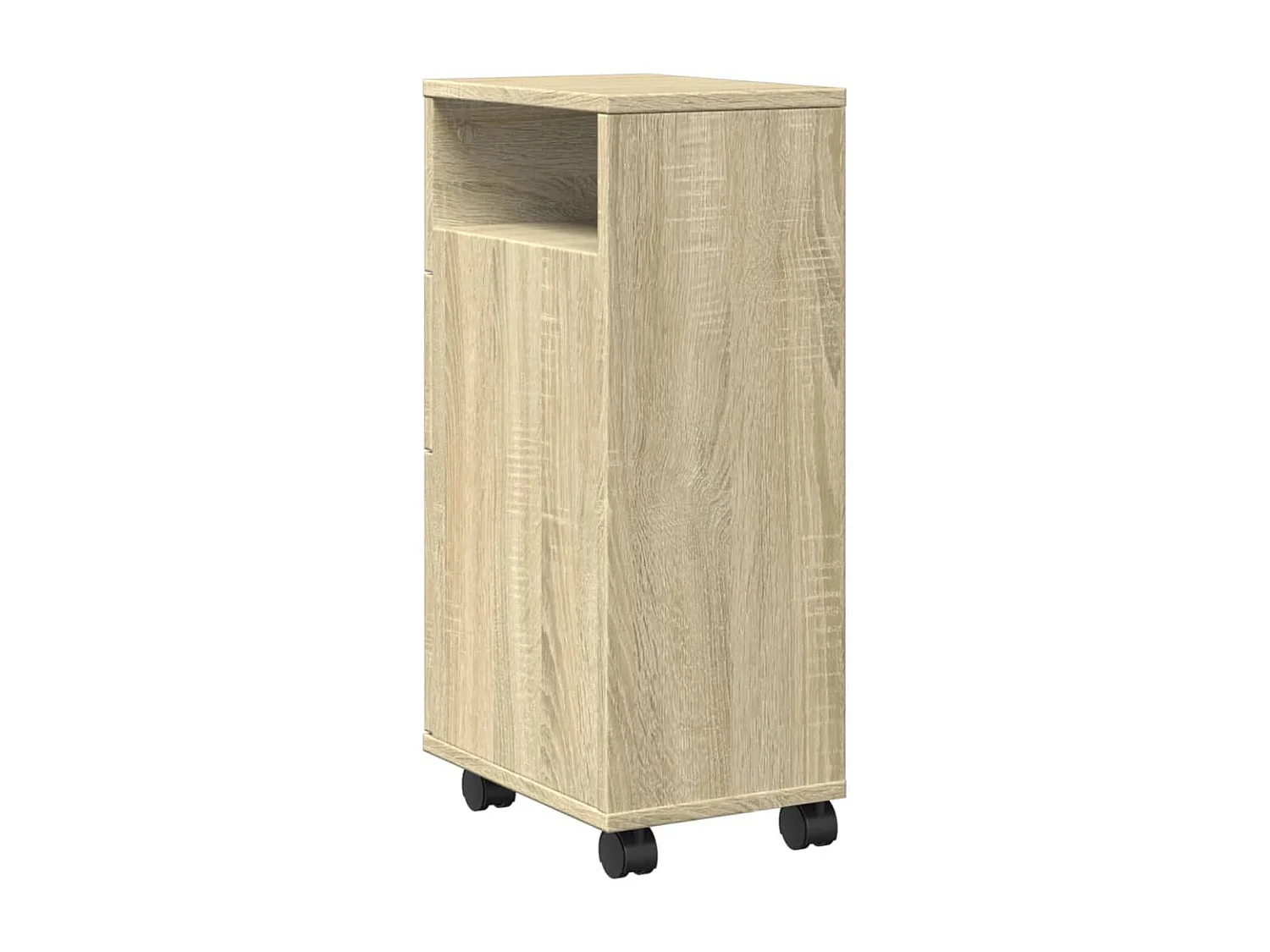 Meuble étroit de salle de bain à roulettes chêne sonoma