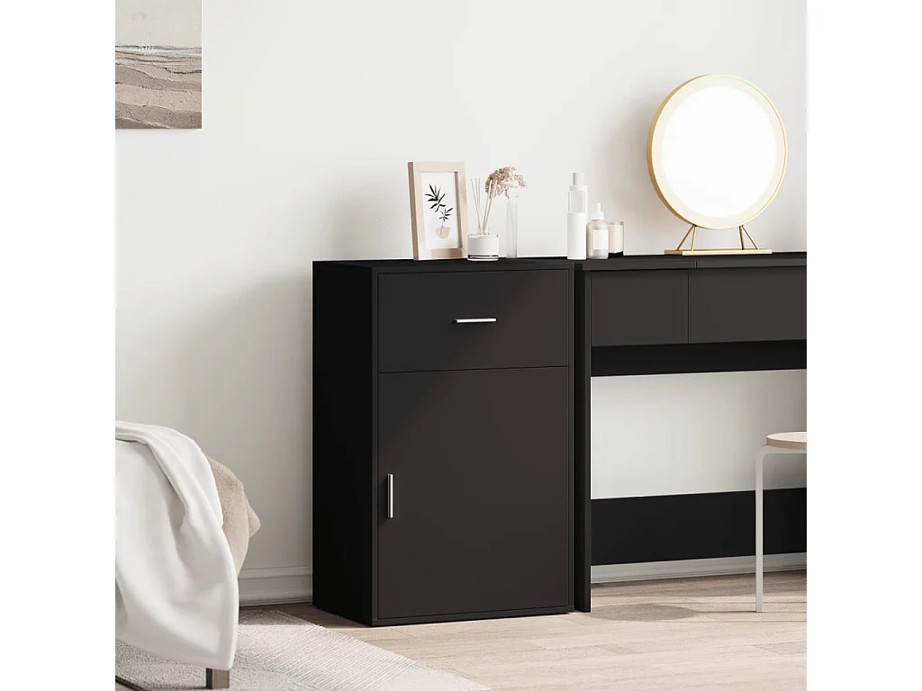 Armário de armazenamento preto 56,5x39x90 cm madeira projetada