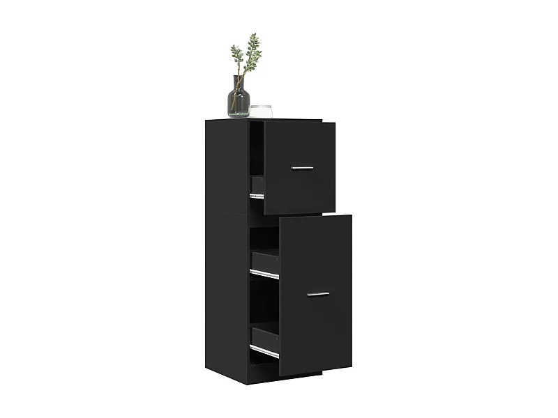 Schwarzer Apothekerschrank 40x41x118 cm aus Holzwerkstoff