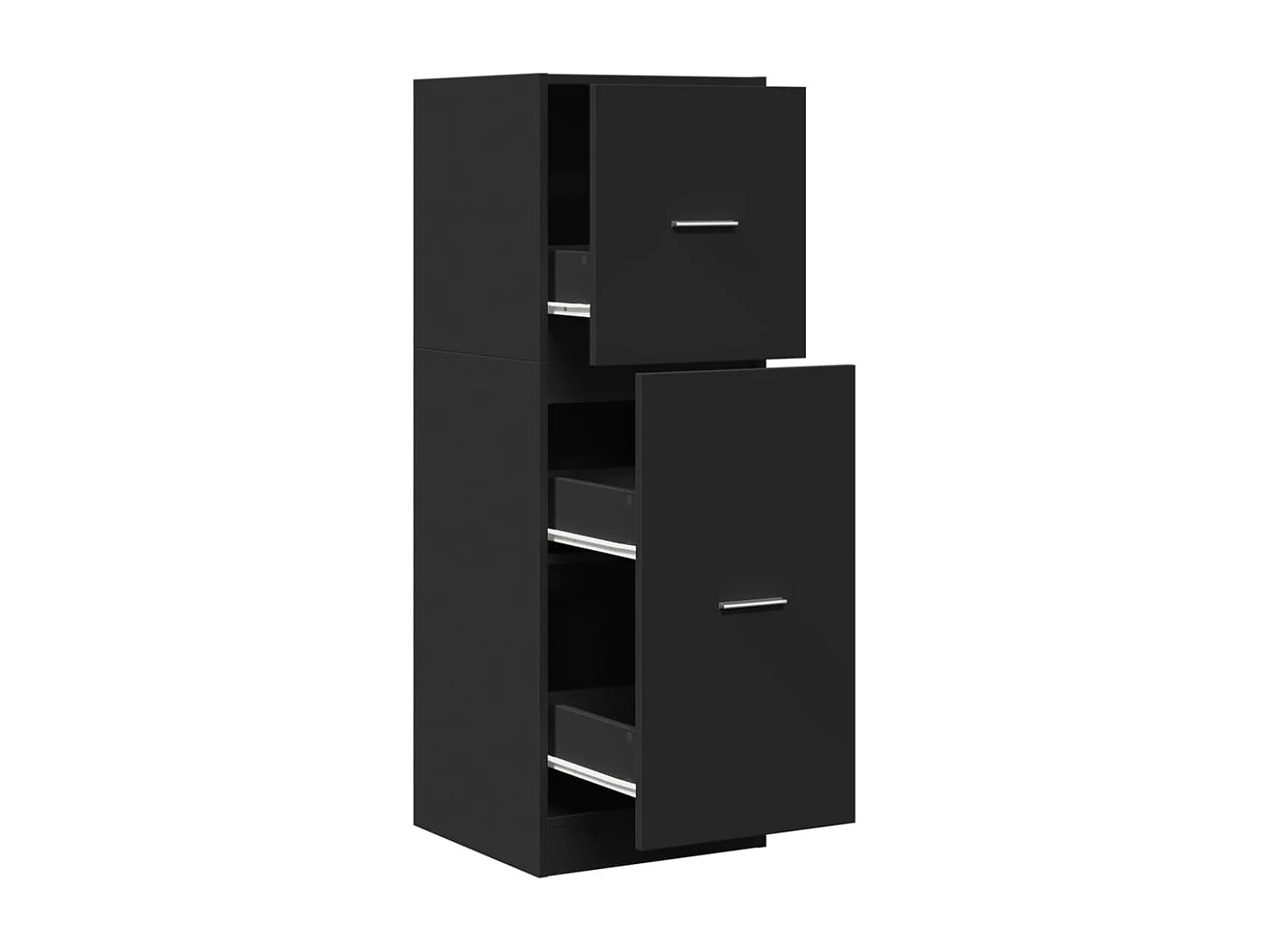 Mobile da farmacia nero 40x41x118 cm in derivati del legno