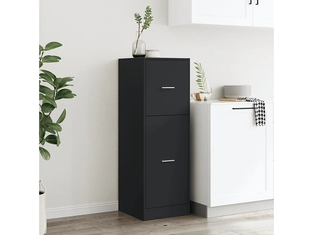 Mobile da farmacia nero 40x41x118 cm in derivati del legno