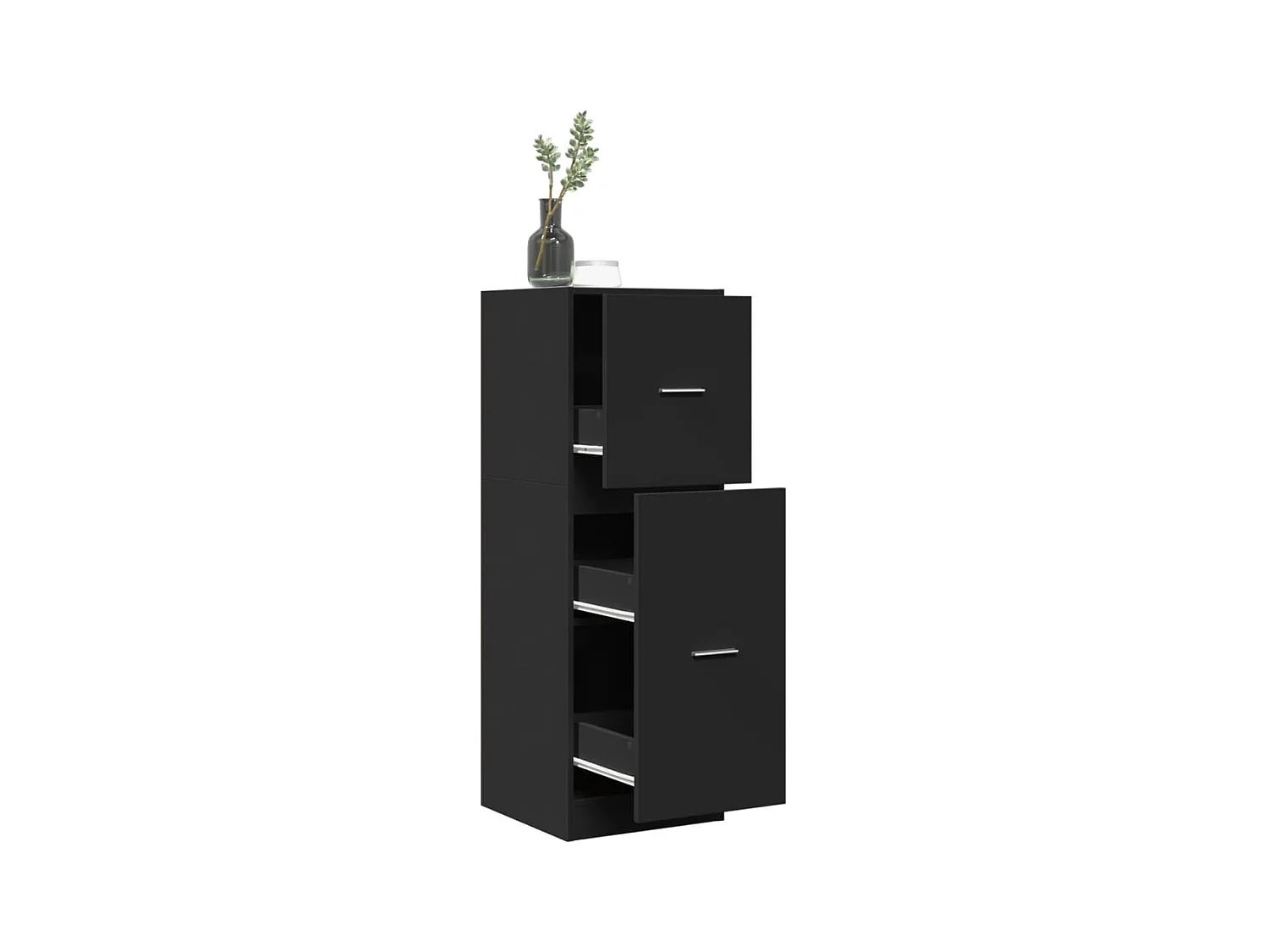 Zwarte apothekerskast 40x41x118 cm samengesteld hout
