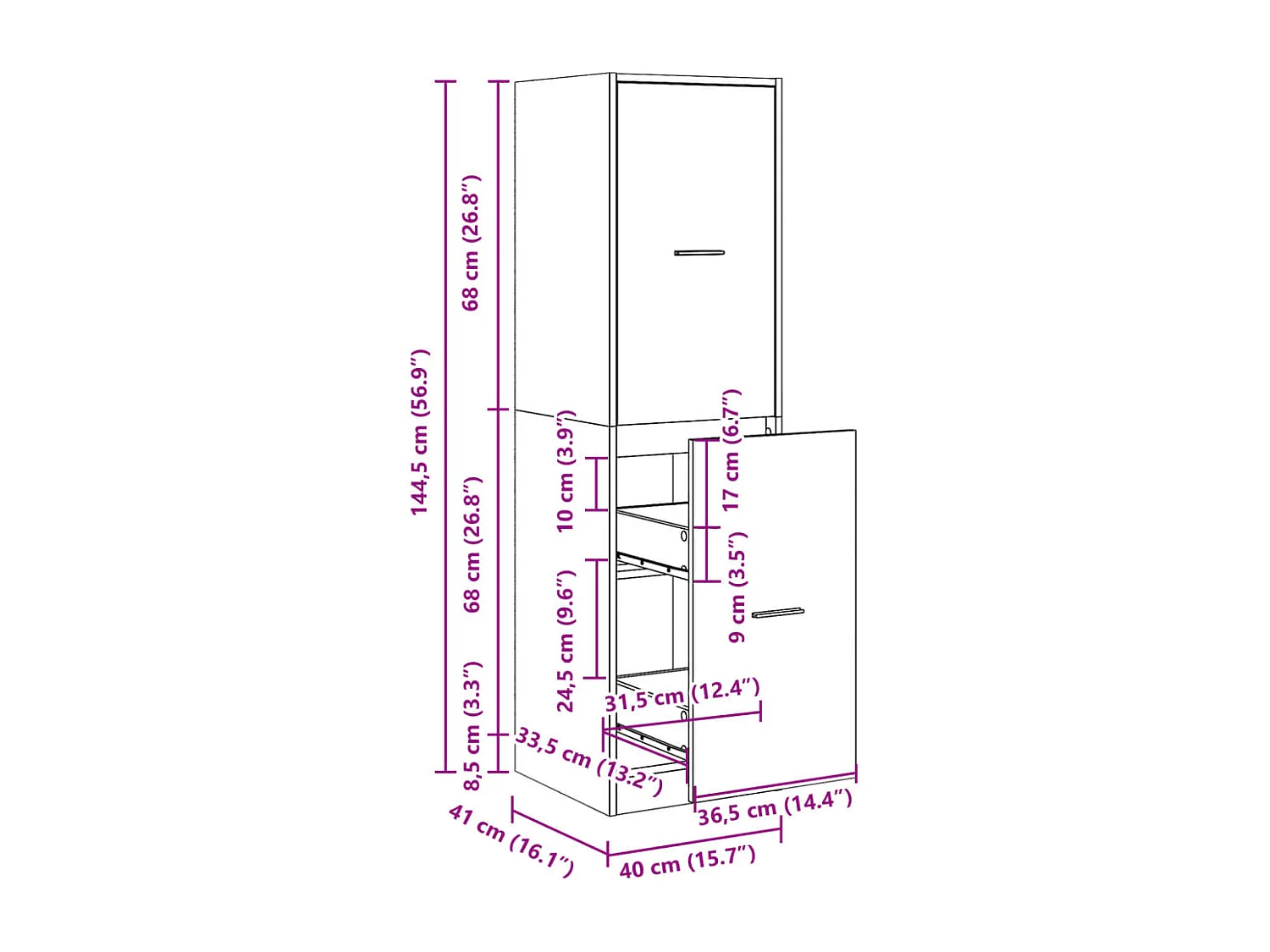 Armoire d'apothicaire vieux bois 40x41x144,5 cm bois ingénierie
