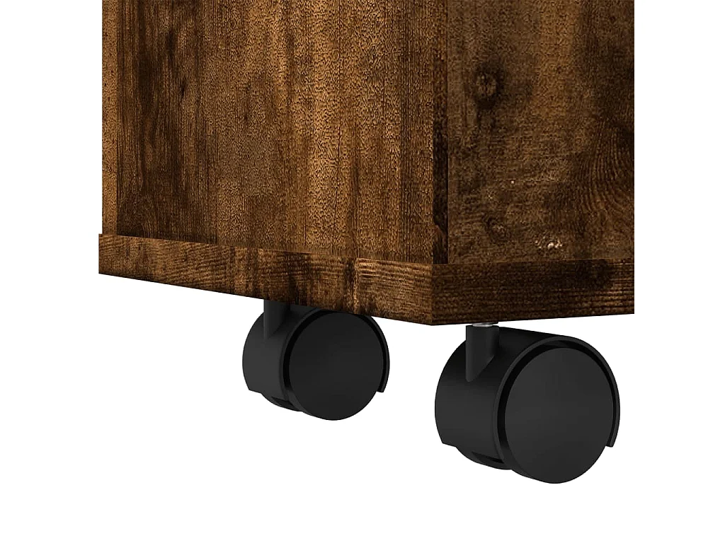 Muebles de baño estrechos con ruedas, roble ahumado