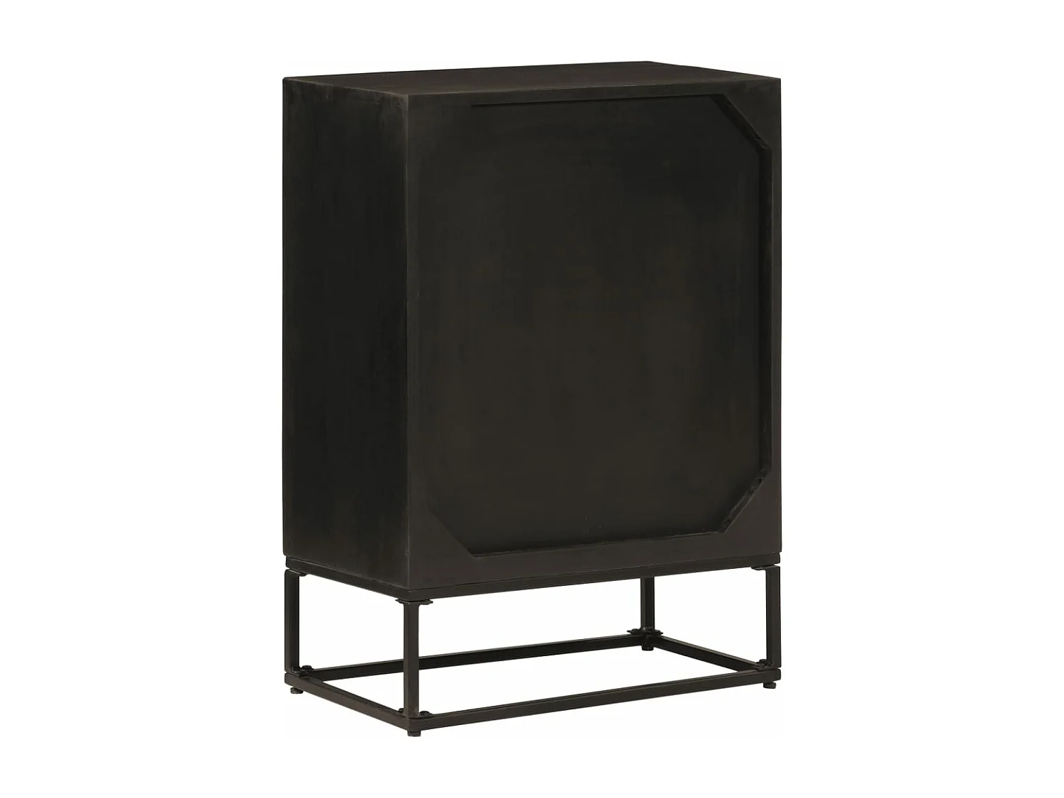 Credenza nera 55x30x76 cm in legno massello di mango e ferro