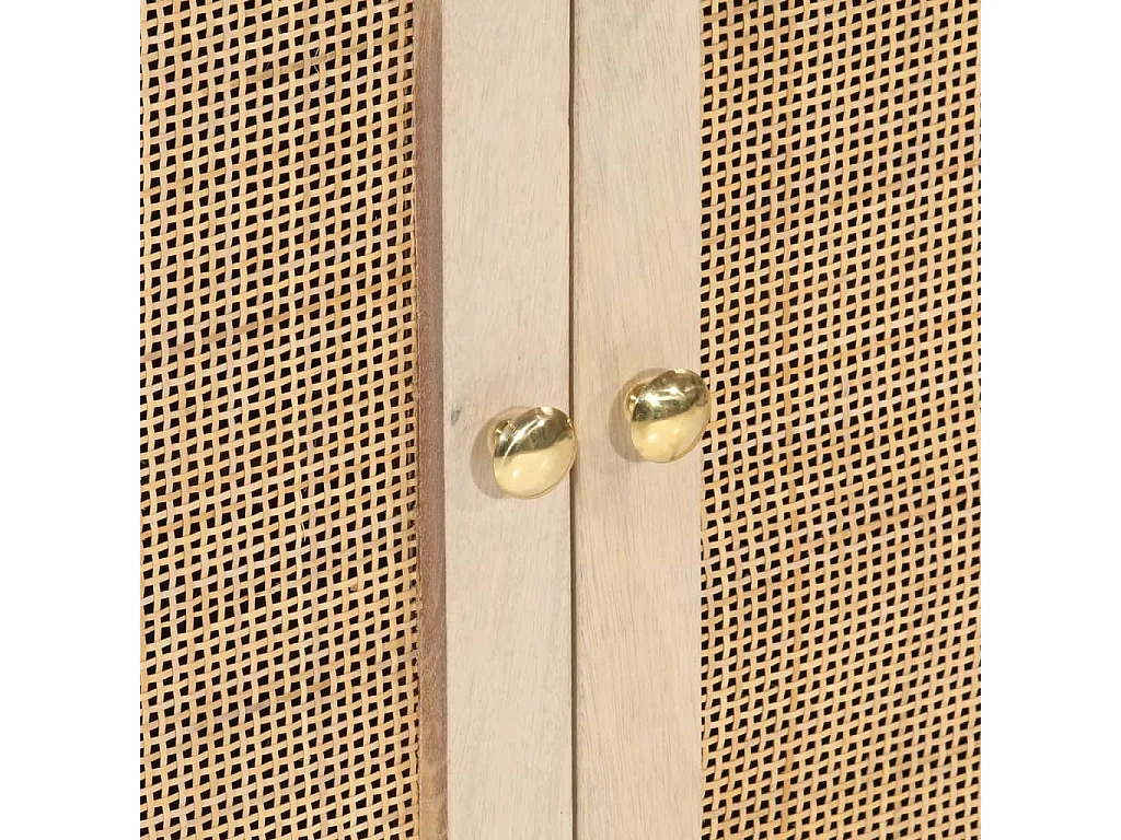 Credenza nera 55x30x76 cm in legno massello di mango e ferro