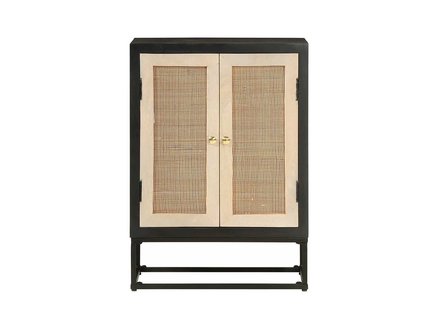 Buffet noir 55x30x76 cm bois massif de manguier et fer