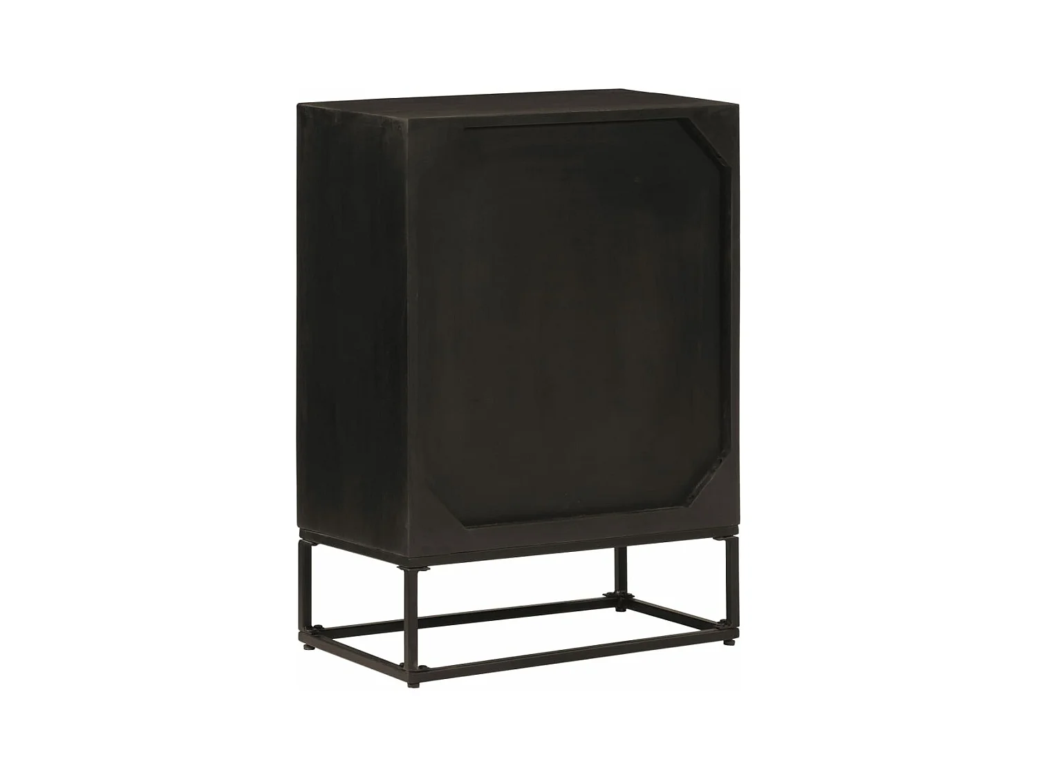 Buffet noir 55x30x76 cm bois massif de manguier et fer