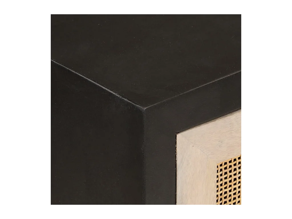 Buffet noir 55x30x76 cm bois massif de manguier et fer
