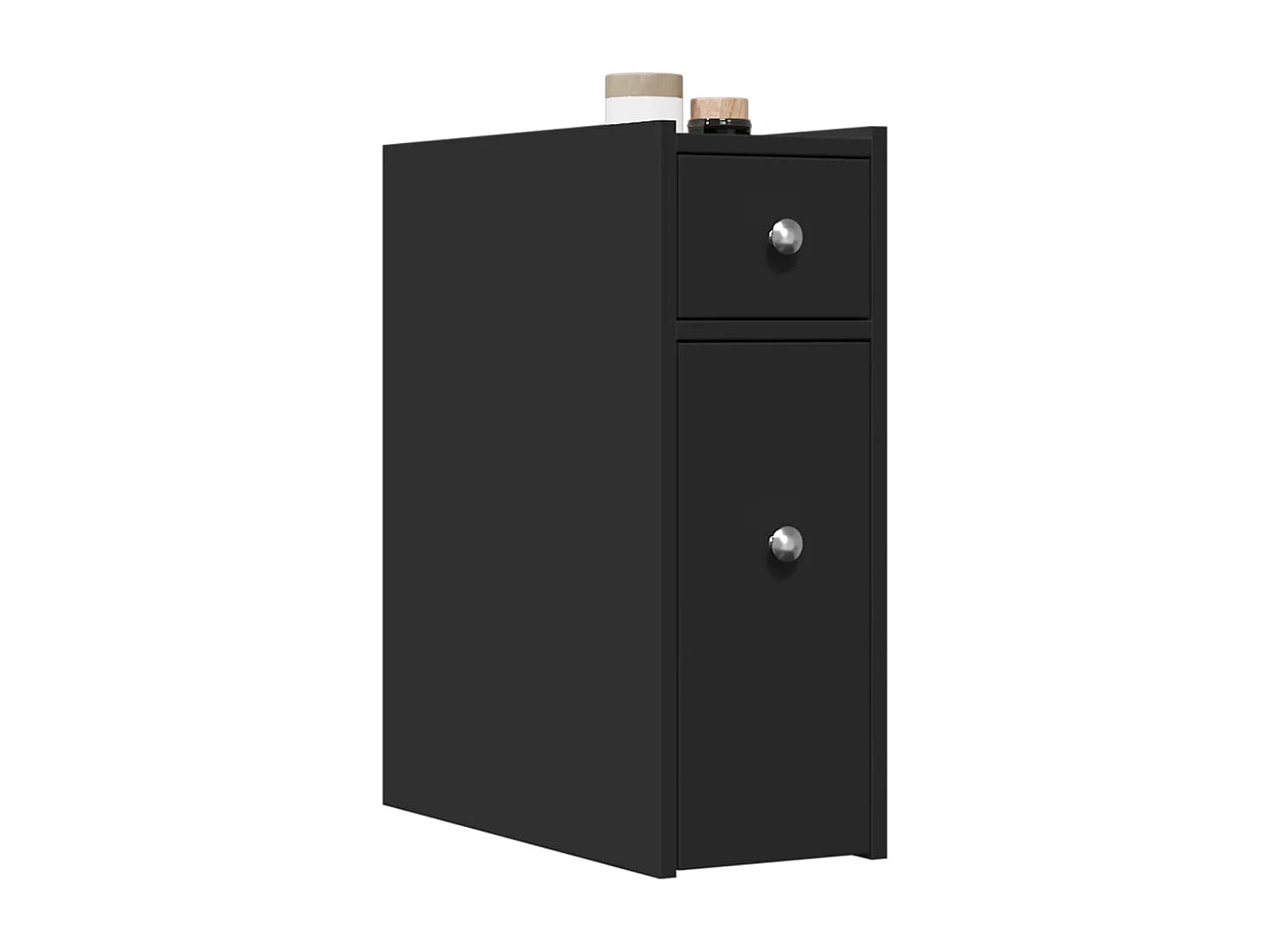 Mobile da bagno stretto con rotelle nere