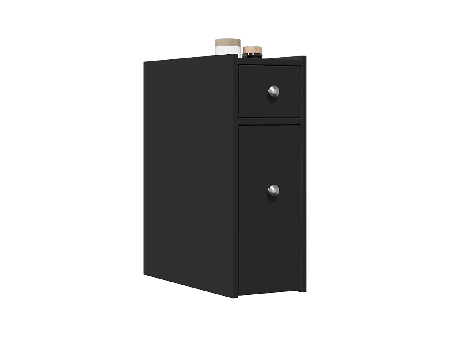 Armoire de salle de bain étroite avec roulettes noir