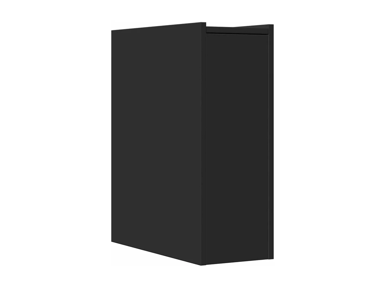 Schmaler Badezimmerschrank mit schwarzen Rollen