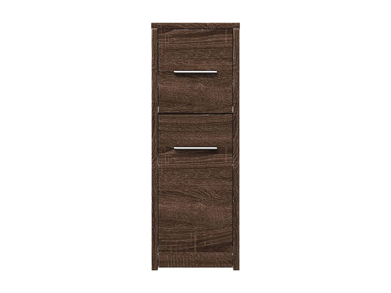 Mueble de baño estrecho con ruedas de roble marrón