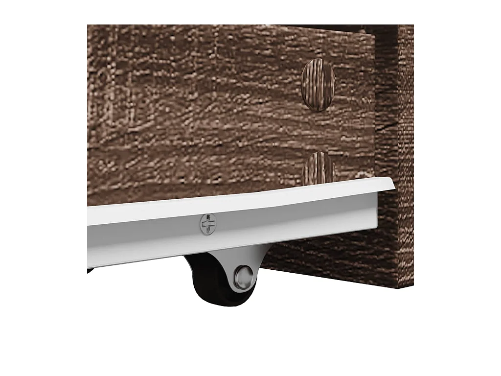 Mueble de baño estrecho con ruedas de roble marrón