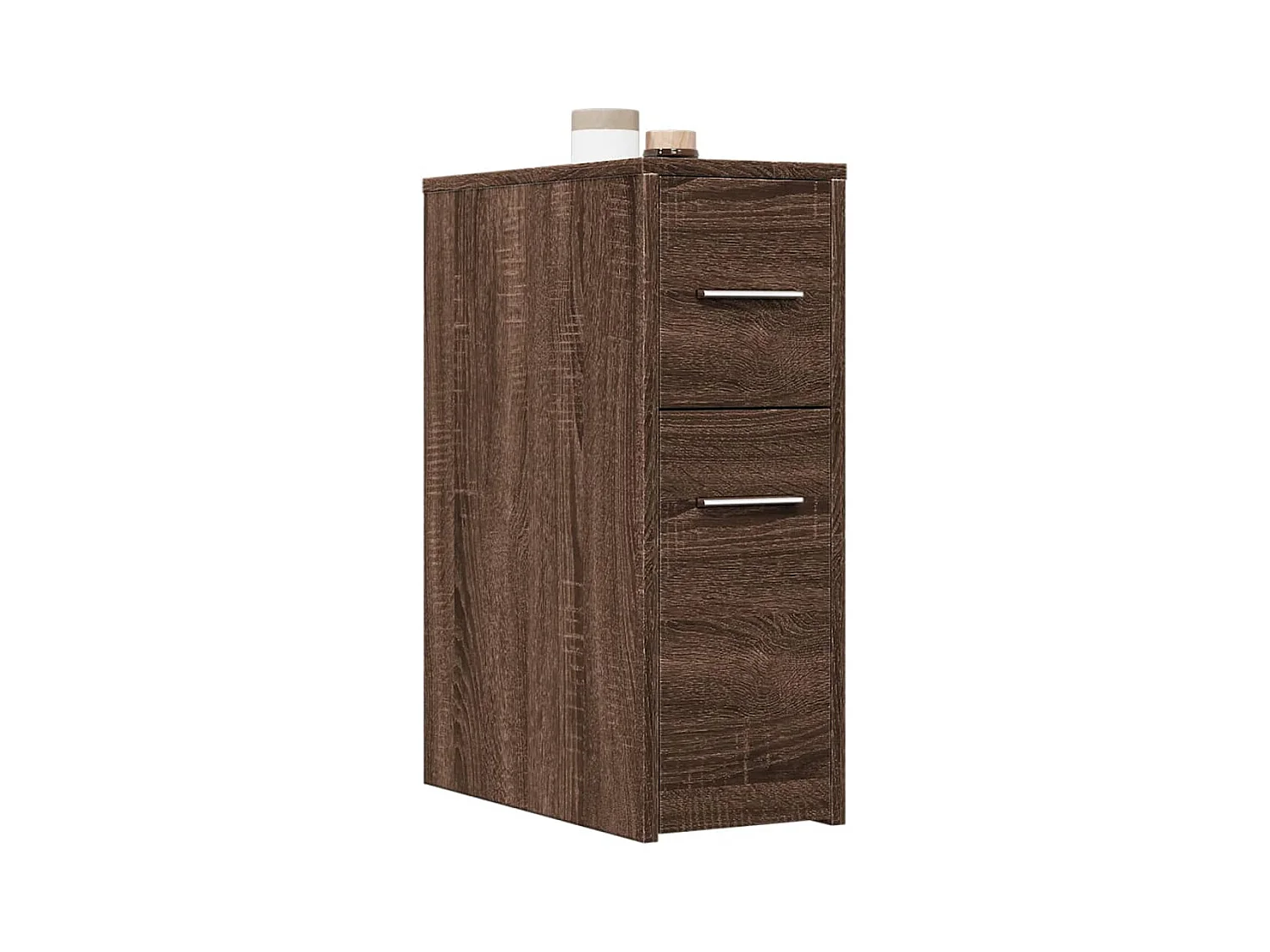 Armoire de salle de bain étroite avec roulettes chêne marron