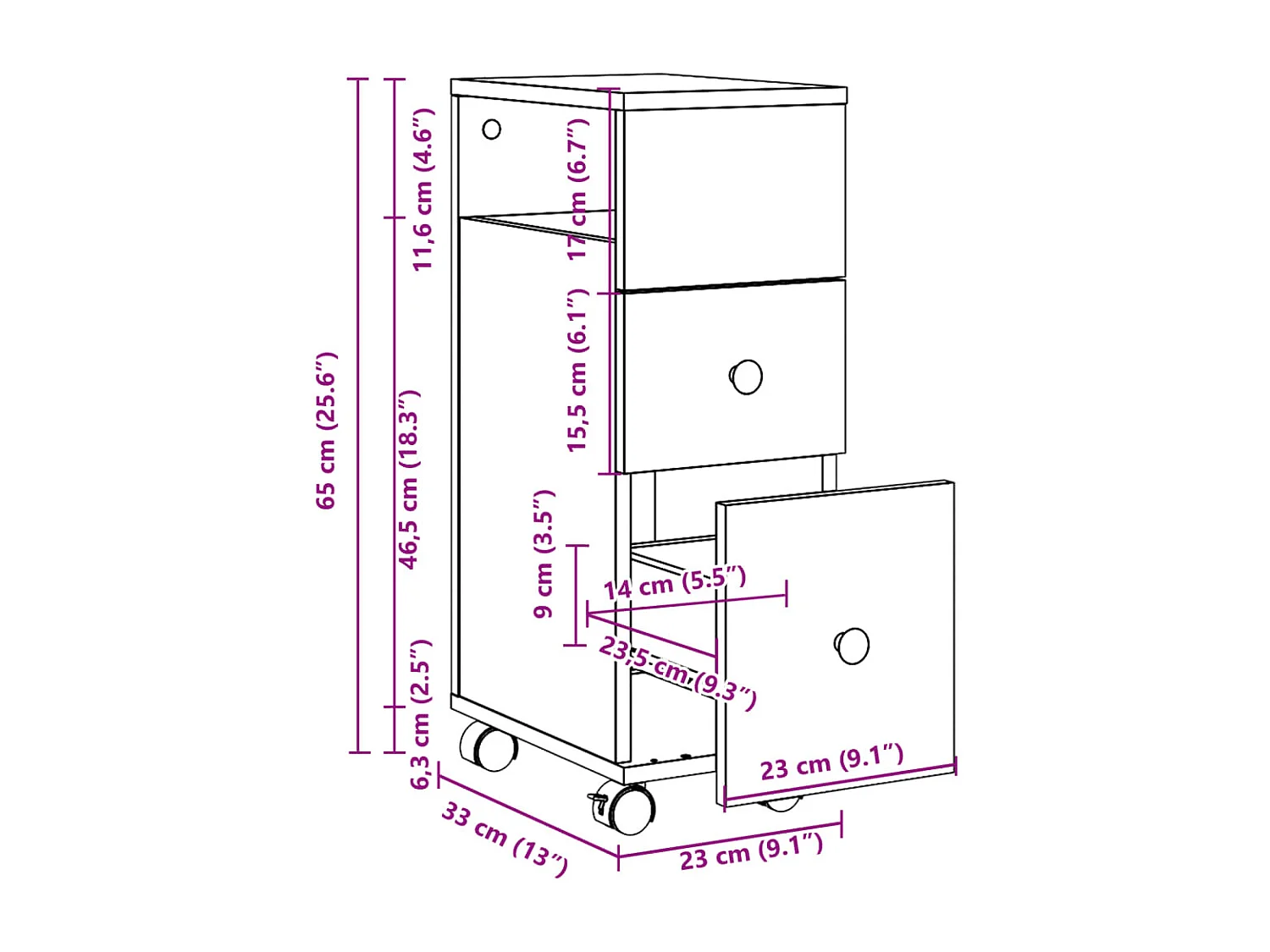 Meuble étroit de salle de bain à roulettes vieux bois