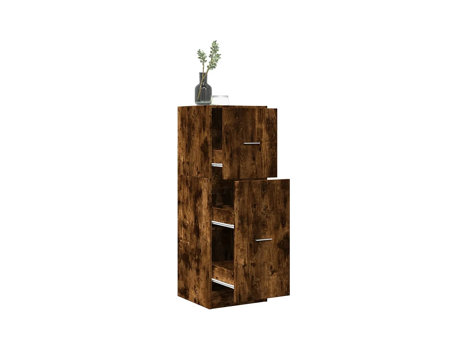 Armoire d'apothicaire chêne fumé 40x41x118 cm bois d'ingénierie