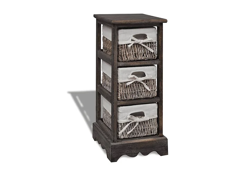 Étagère de rangement Bois Marron 3 paniers en tissage