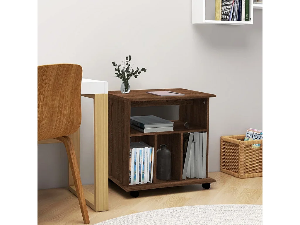 Armoire roulante chêne marron 60x45x60 cm Bois d'ingénierie