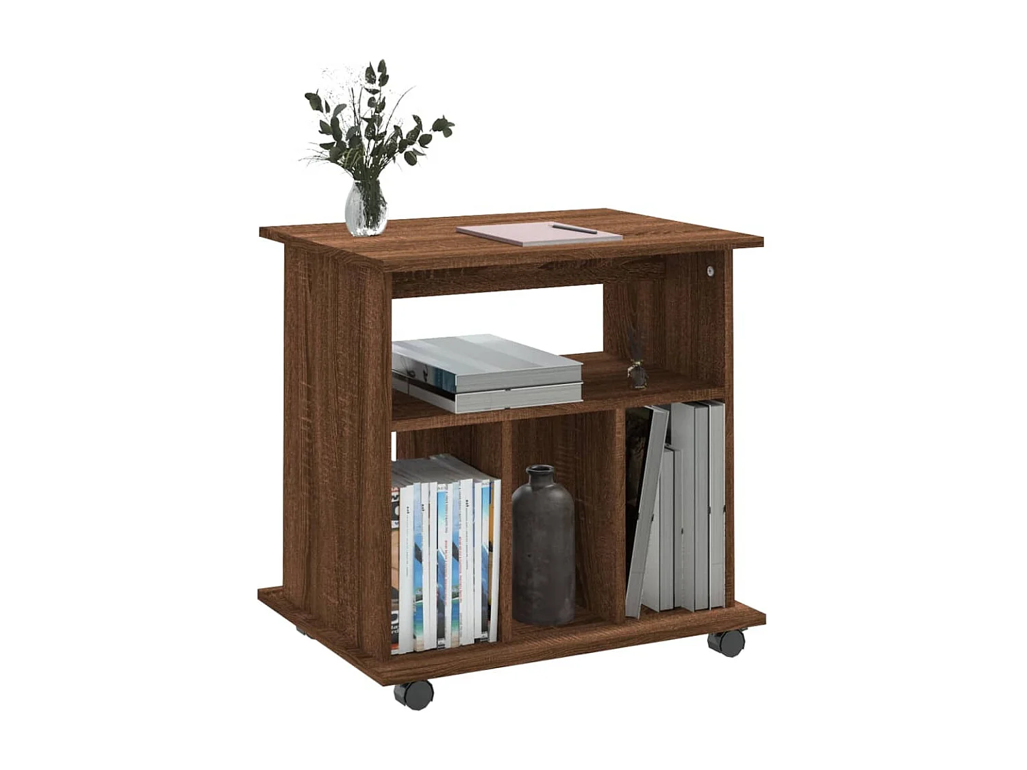 Armoire roulante chêne marron 60x45x60 cm Bois d'ingénierie