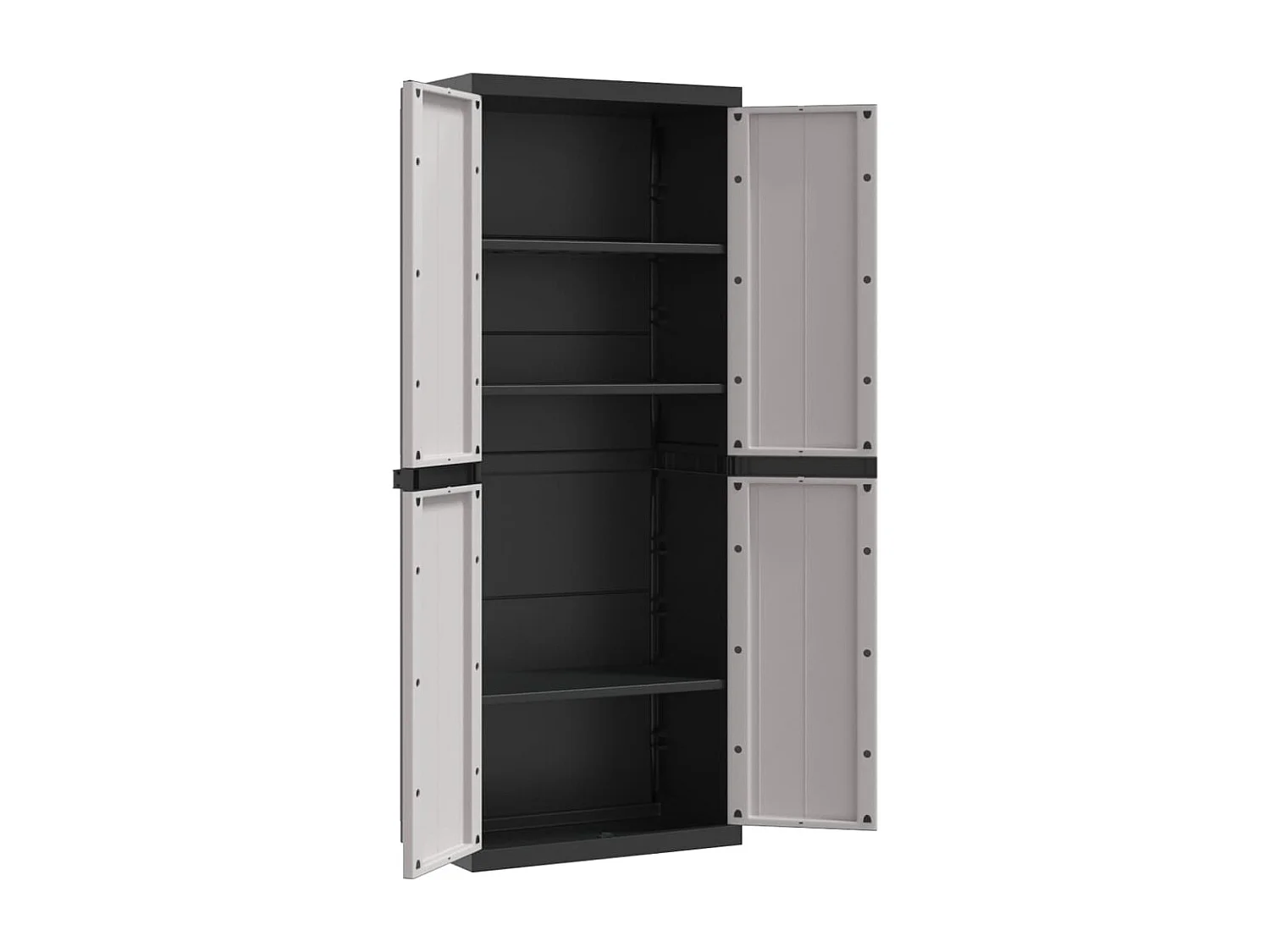 Armoire de rangement d'extérieur gris et noir 65x37x165 cm PP