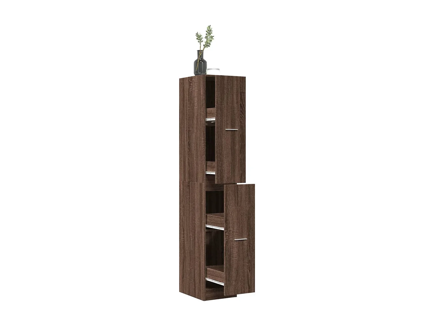 Bruin eiken apothekerskast 30x41x174,5 cm samengesteld hout