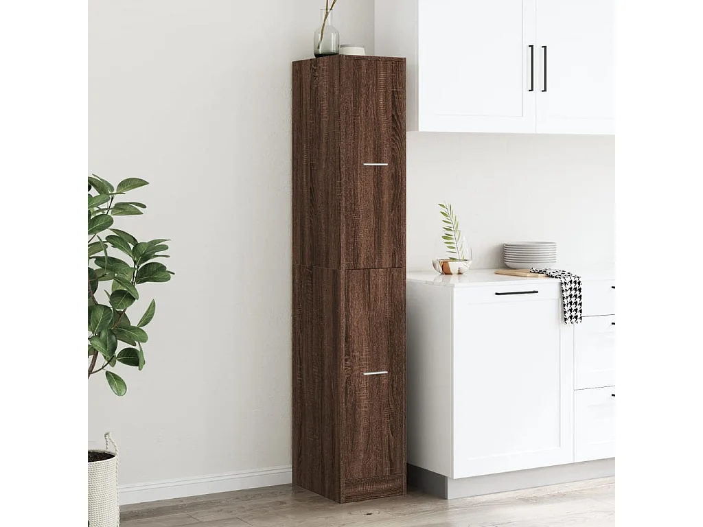 Bruin eiken apothekerskast 30x41x174,5 cm samengesteld hout