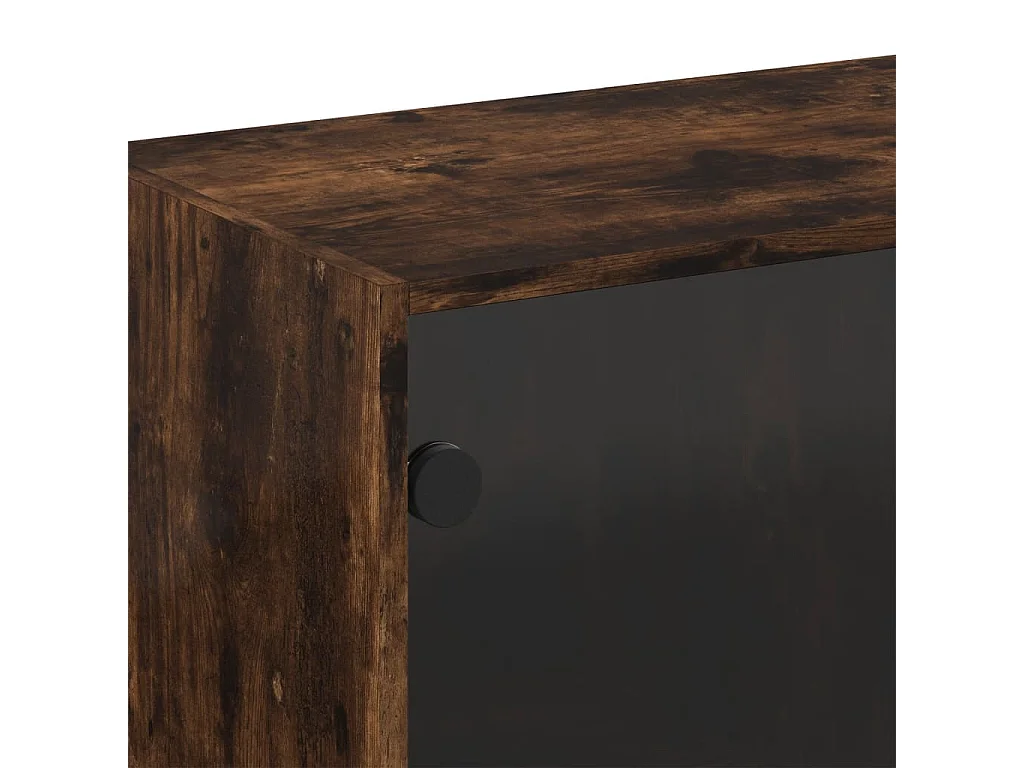 Mueble de pared con puertas de cristal de roble ahumado 68x37x68,5 cm