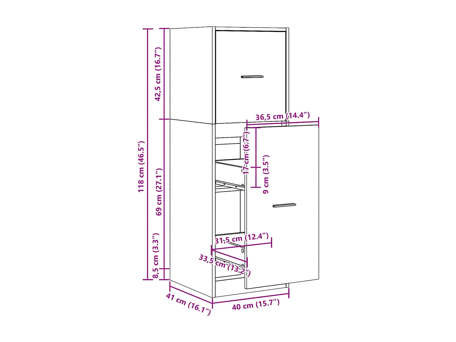 Mueble boticario madera vieja 40x41x118 cm madera contrachapada