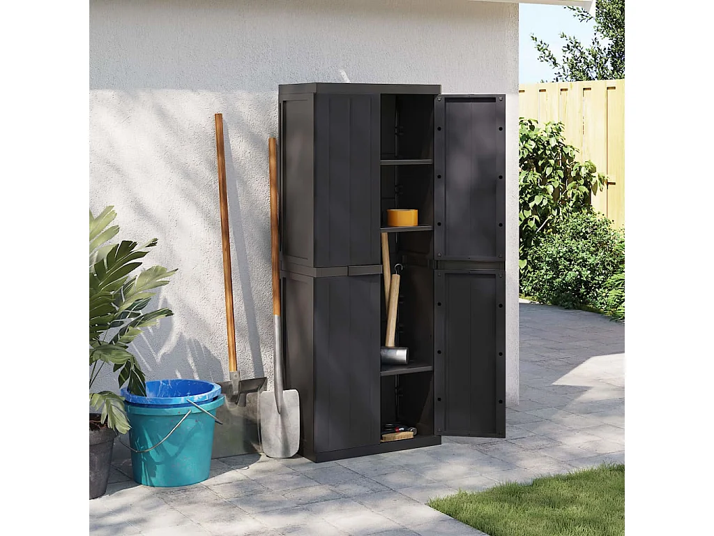 Armário de armazenamento externo preto 65x37x165 cm PP