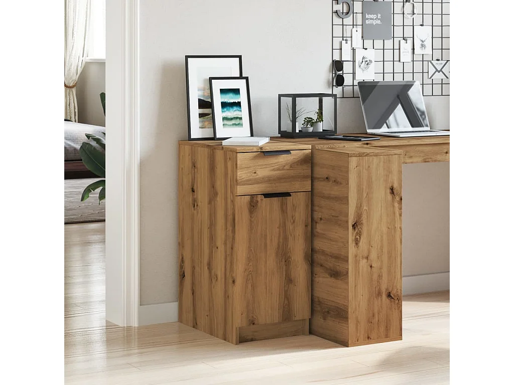 Armoire de bureau chêne artisanal 33x50x75 cm bois d'ingénierie