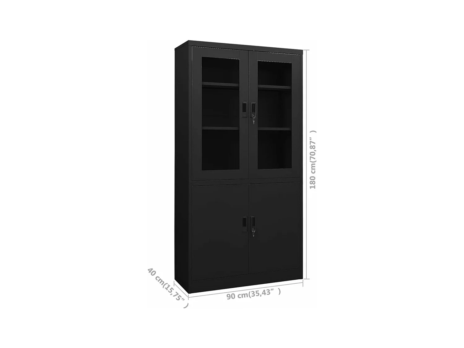 Armoire de bureau Noir 90x40x180 cm Acier