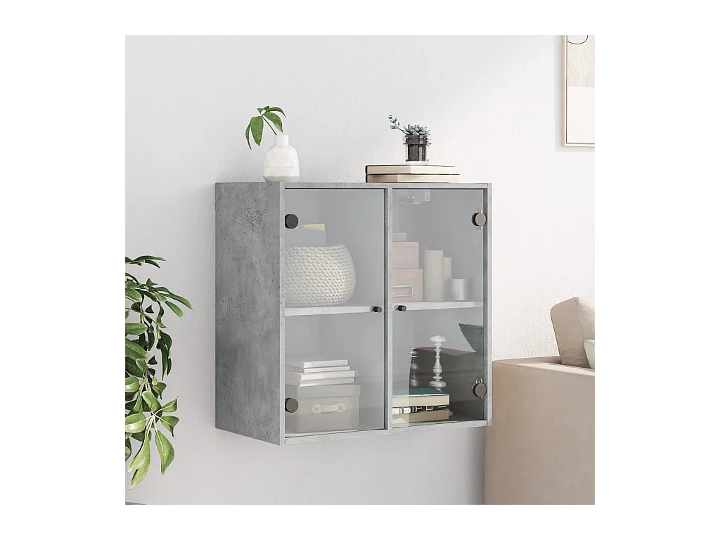 Armoire murale avec portes en verre gris béton 68x37x68,5 cm