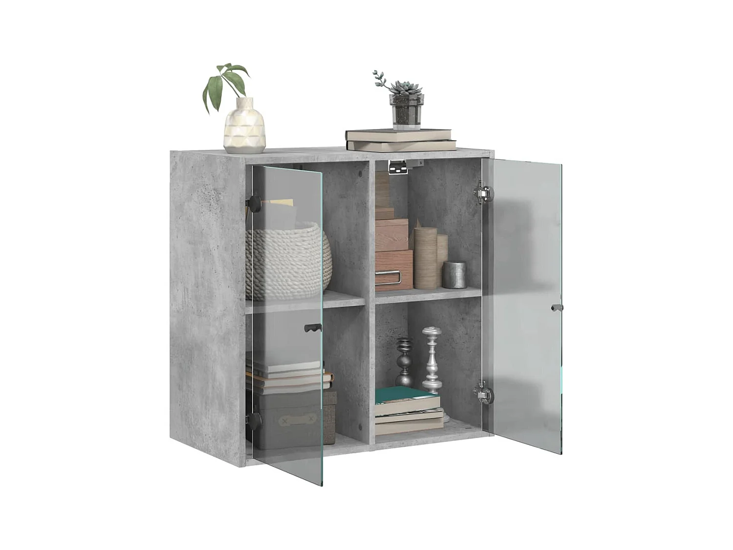 Armoire murale avec portes en verre gris béton 68x37x68,5 cm