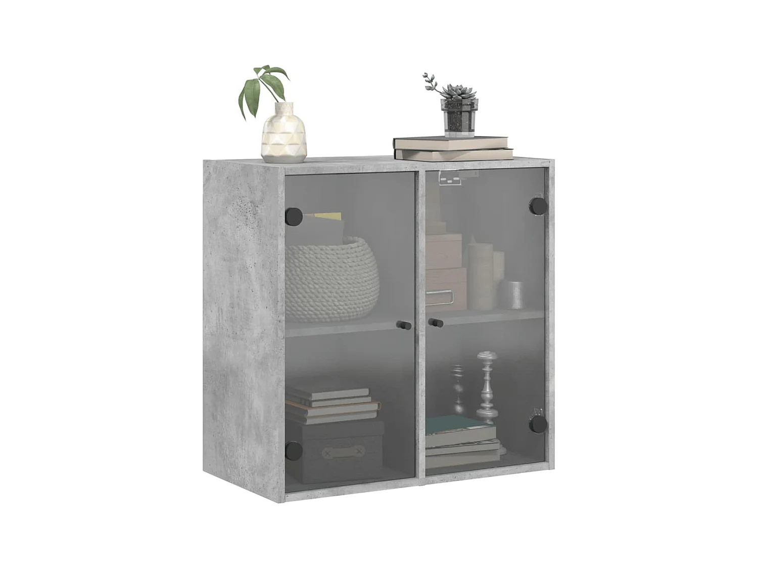 Armoire murale avec portes en verre gris béton 68x37x68,5 cm