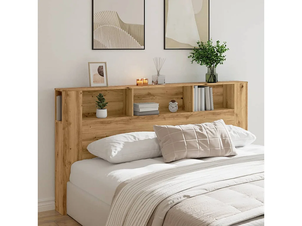 Armoire de tête de lit chêne artisanal 200x18,5x102,5 cm