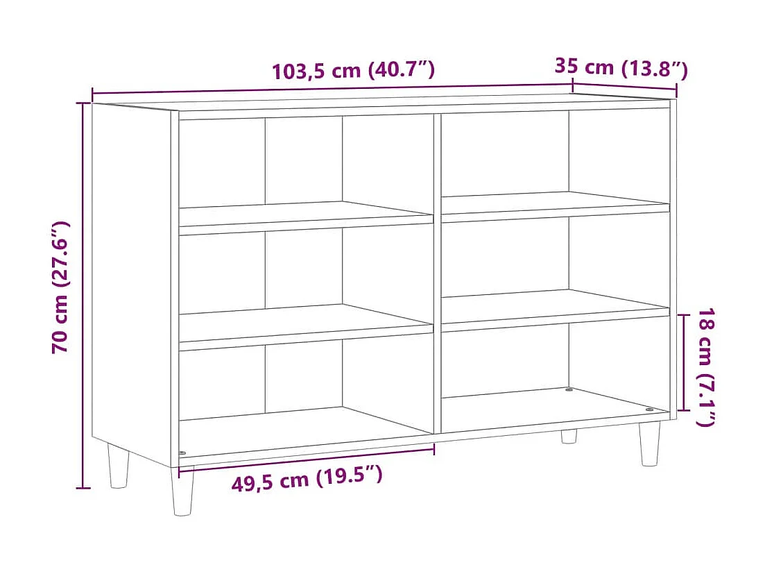 Buffet chêne artisanal 103,5x35x70 cm bois d'ingénierie