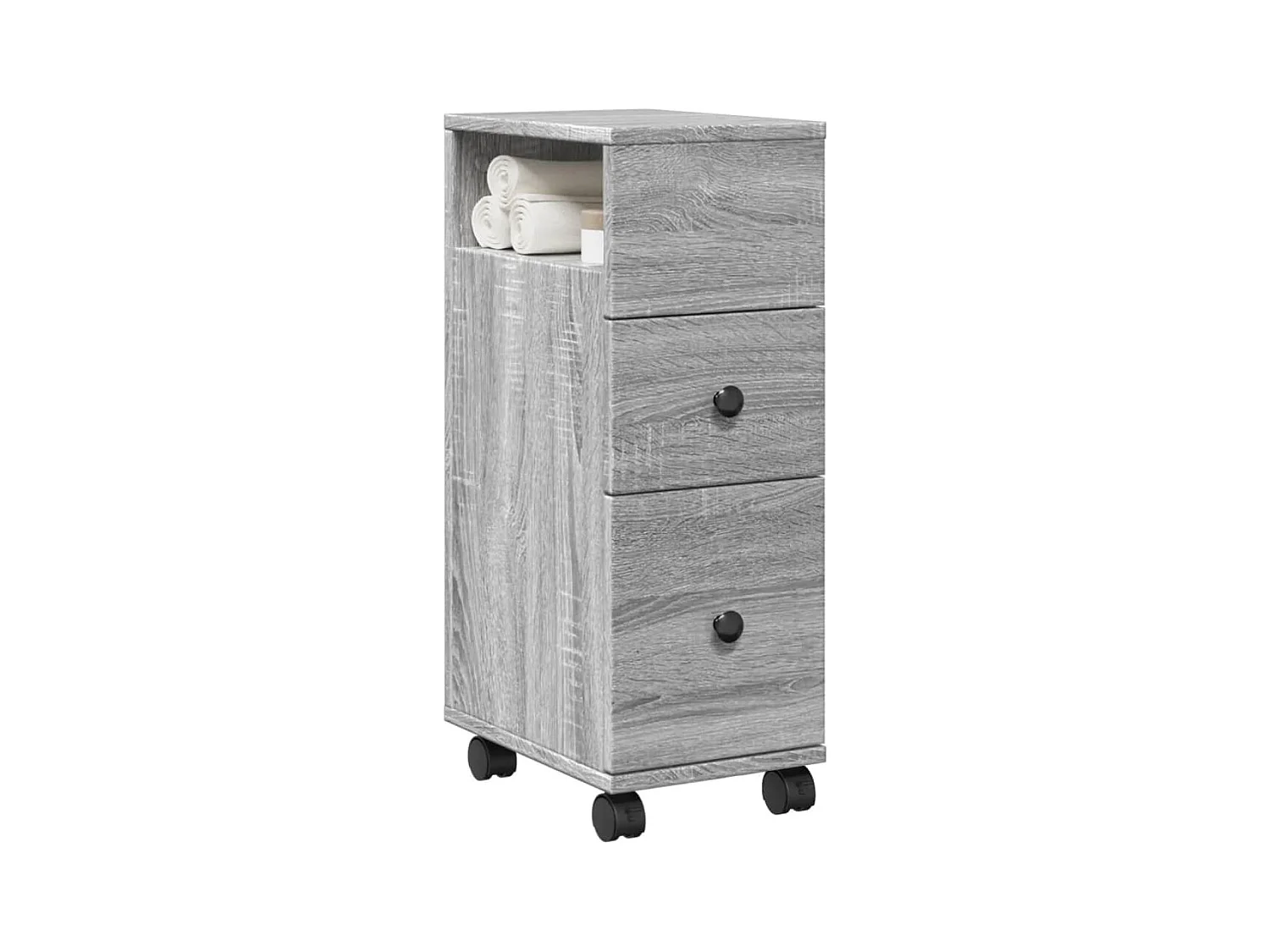 Mobile da bagno stretto con rotelle Sonoma grigio