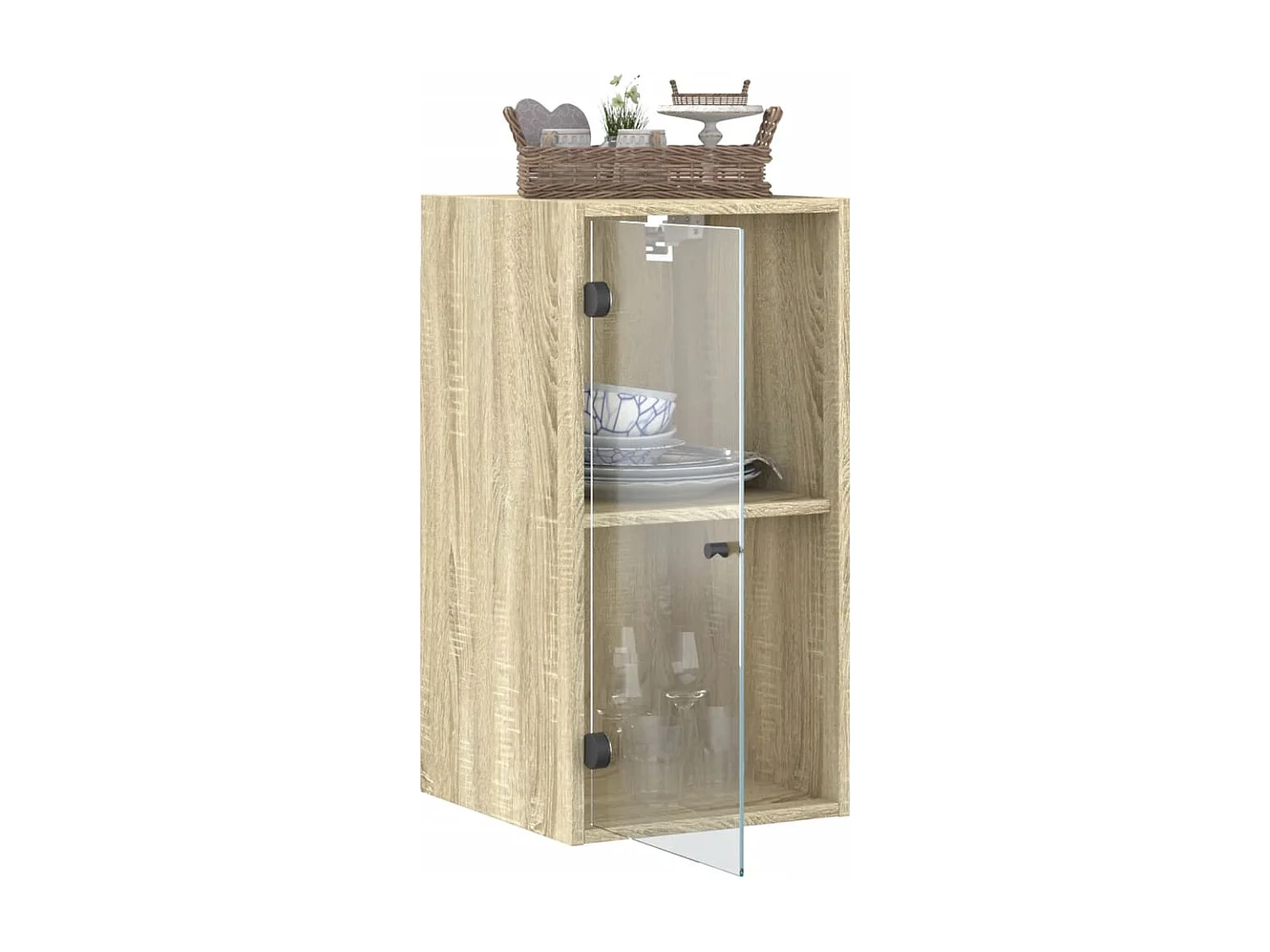 Armoire murale avec portes en verre chêne sonoma 35x37x68,5 cm