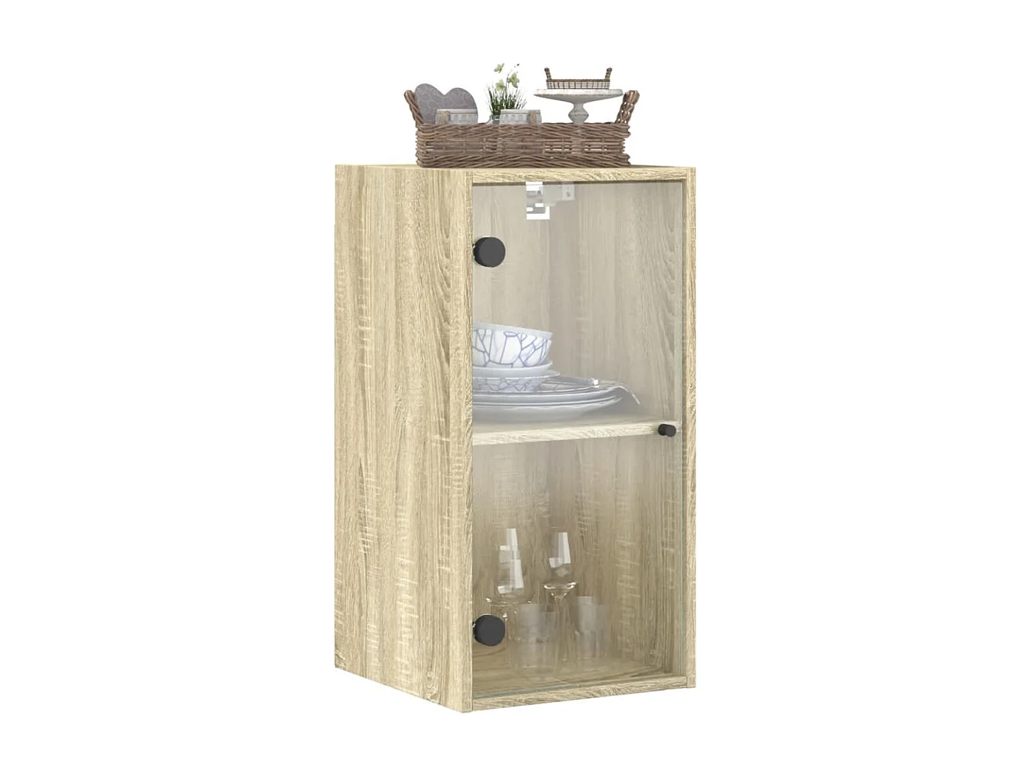 Armoire murale avec portes en verre chêne sonoma 35x37x68,5 cm