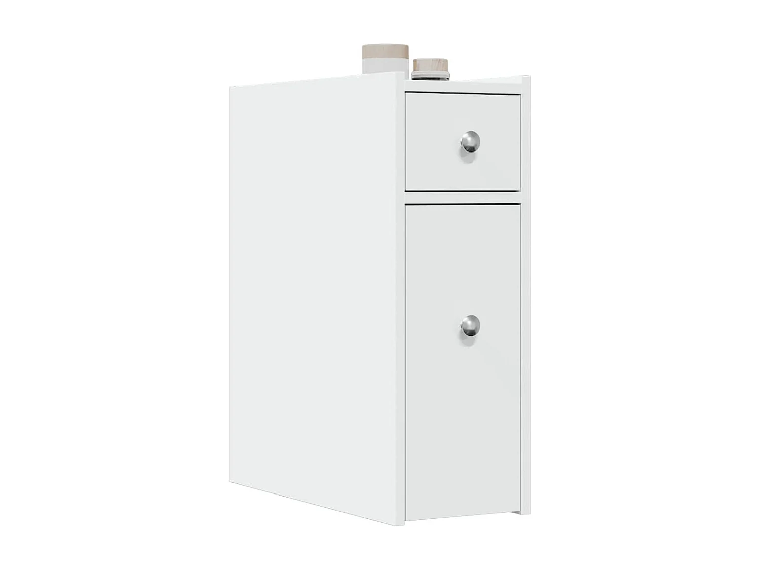 Armoire de salle de bain étroite avec roulettes blanc