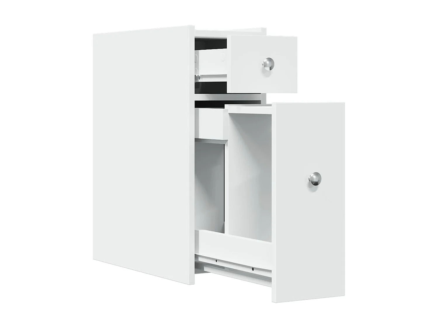 Armoire de salle de bain étroite avec roulettes blanc