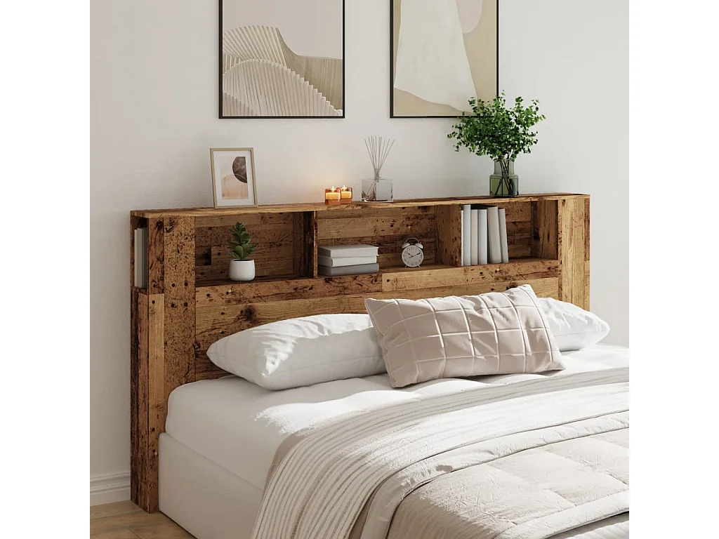 Mueble cabecero madera vieja 200x18,5x102,5 cm