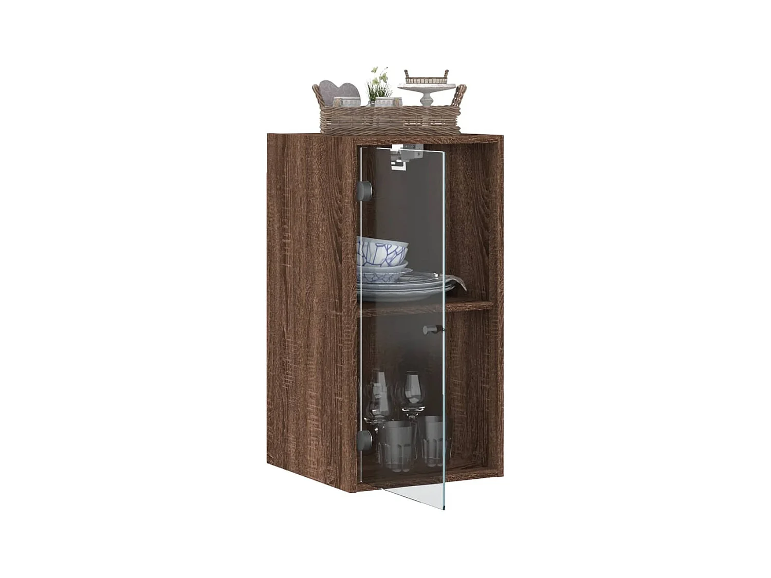 Wandschrank mit Glastüren, braune Eiche, 35 x 37 x 68,5 cm