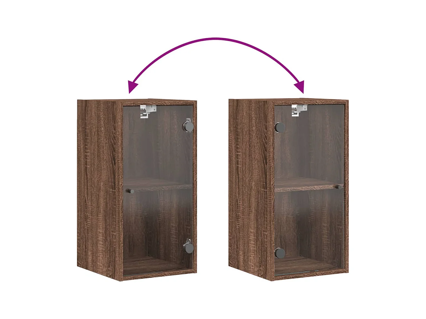 Wandschrank mit Glastüren, braune Eiche, 35 x 37 x 68,5 cm