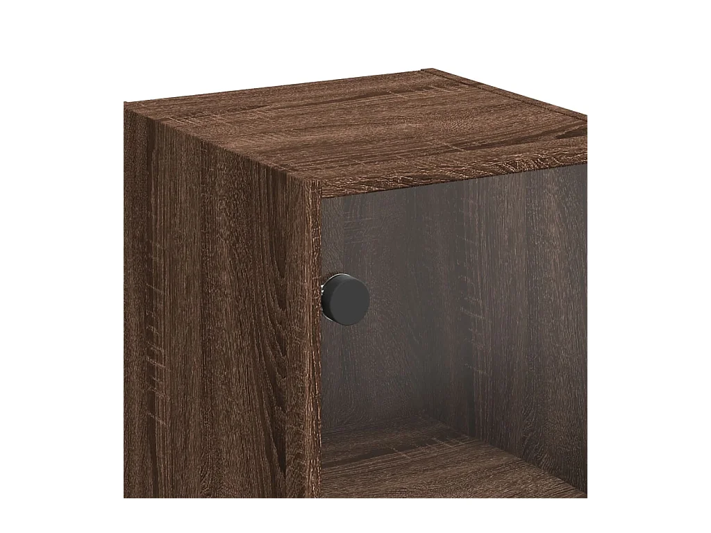Wandschrank mit Glastüren, braune Eiche, 35 x 37 x 68,5 cm